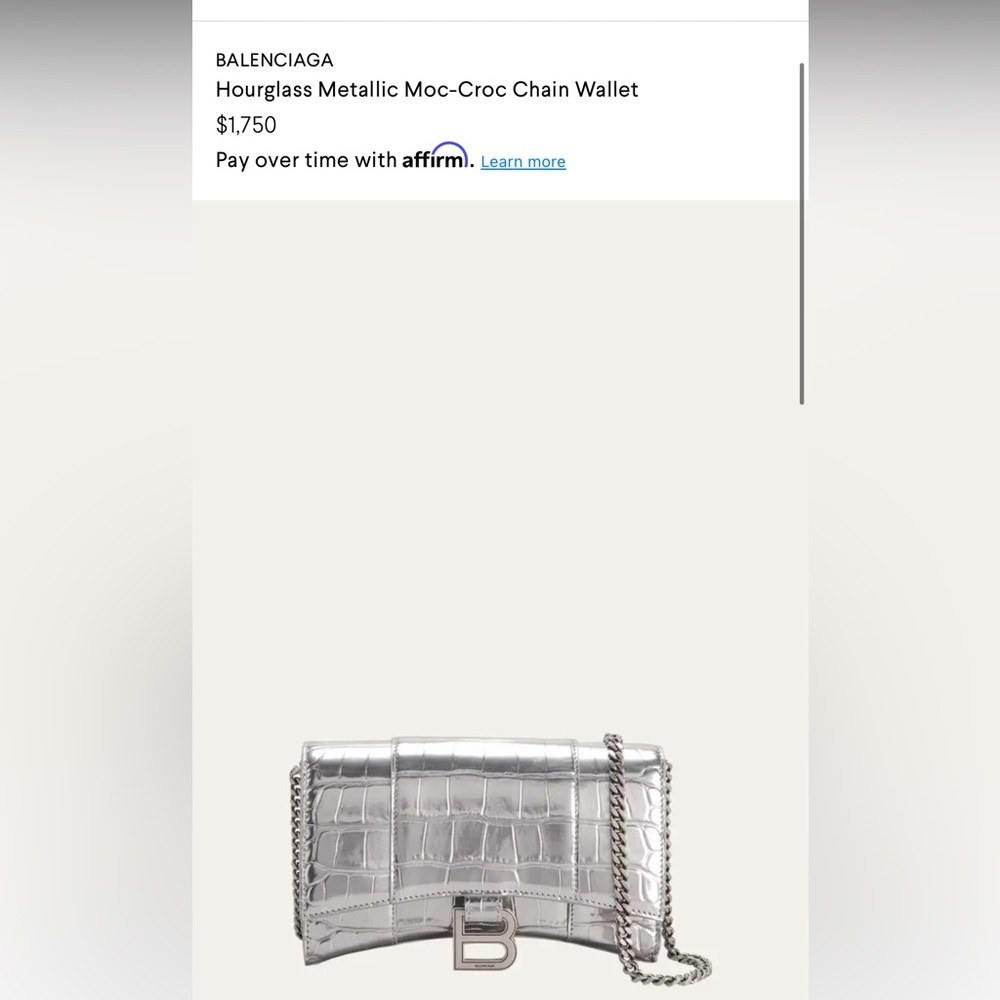 Balenciaga Hourglass Metallic Moc Croc Chain Wallet